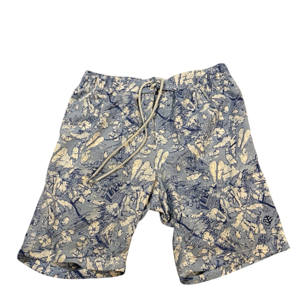 Coolibar Swim Trunks‎ Ice Berg Print Blue White Black Size Medium